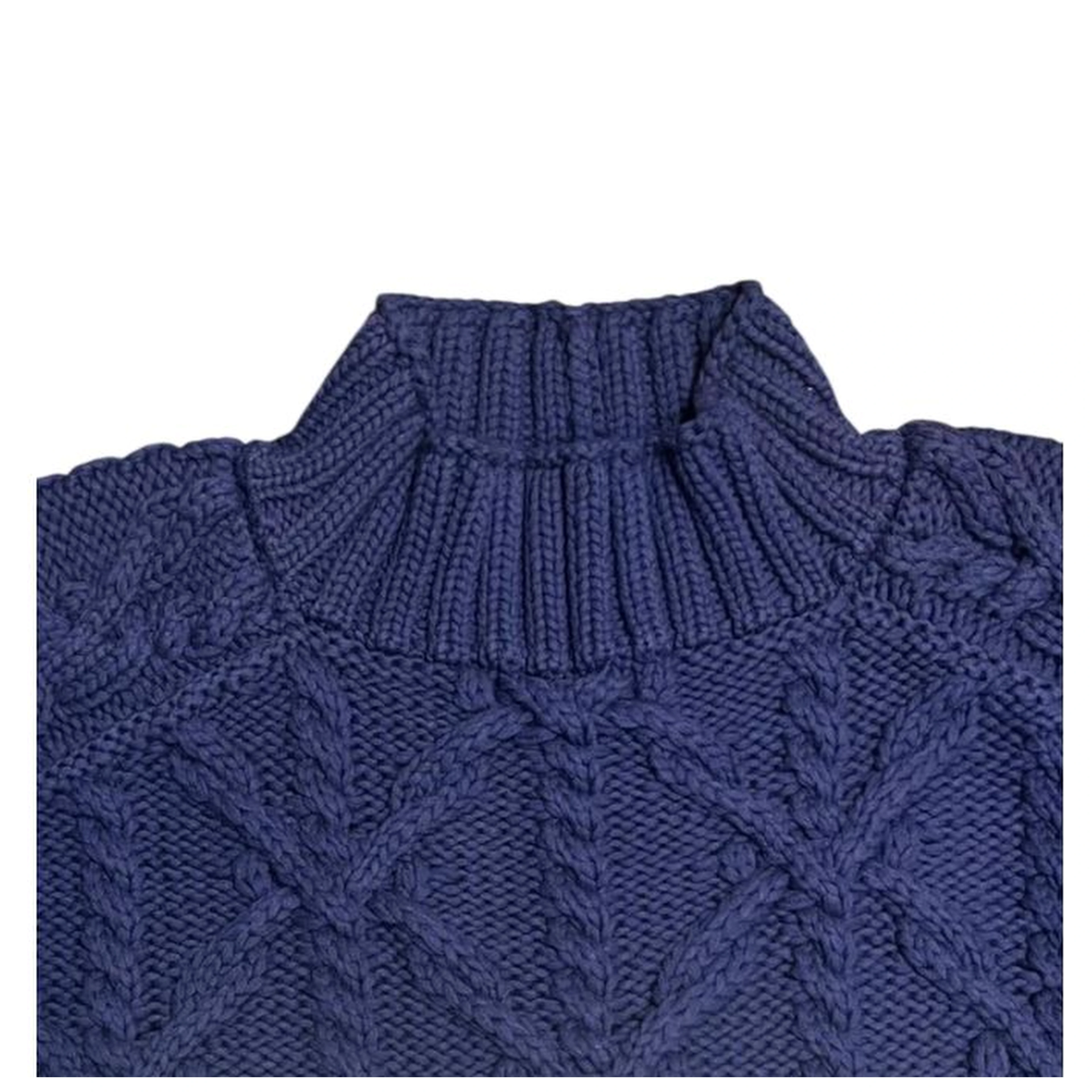 Blue Cotton Men Sweater