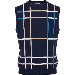 Blue Cotton Men Sweater