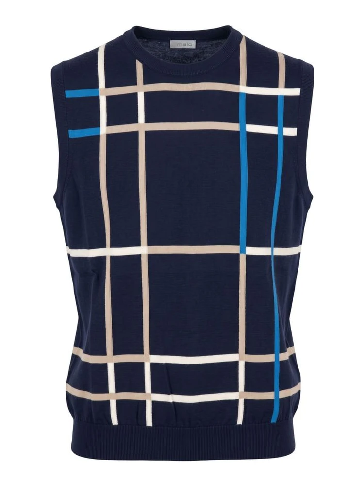 Blue Cotton Men Sweater