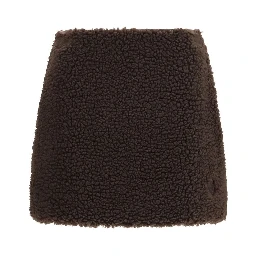 Brown Polyester Mini Skirt
