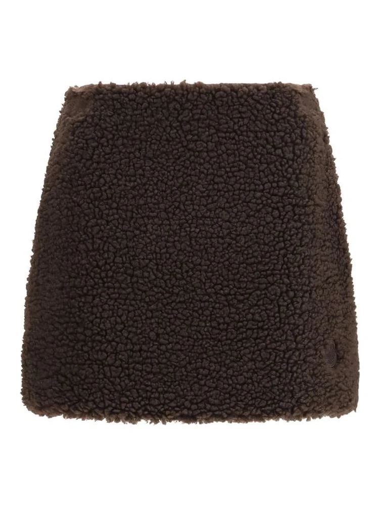 Brown Polyester Mini Skirt