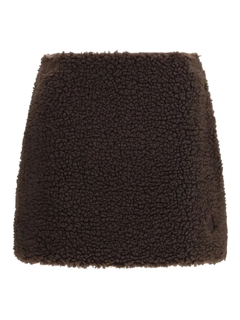 Brown Polyester Mini Skirt