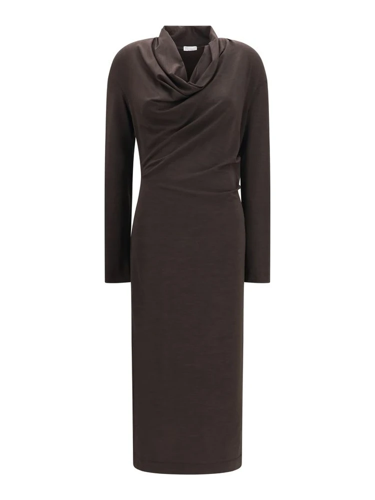 Brown Wool Oves Aries Casual Dress
