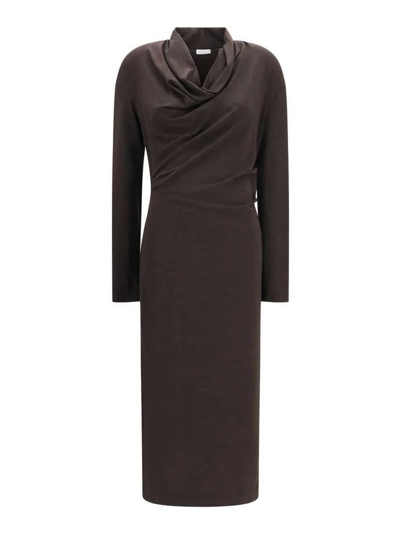 Brown Wool Oves Aries Casual Dress