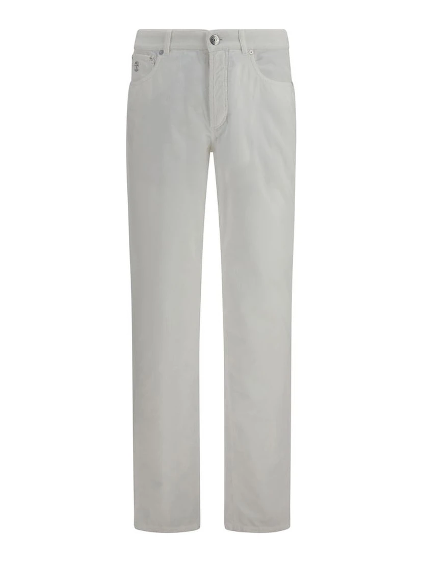 White Cotton Casual Pants
