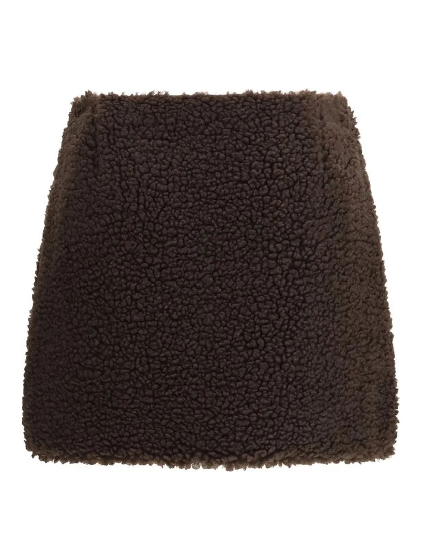 Brown Polyester Mini Skirt