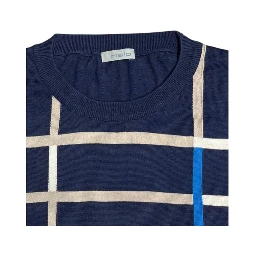 Blue Cotton Men Sweater