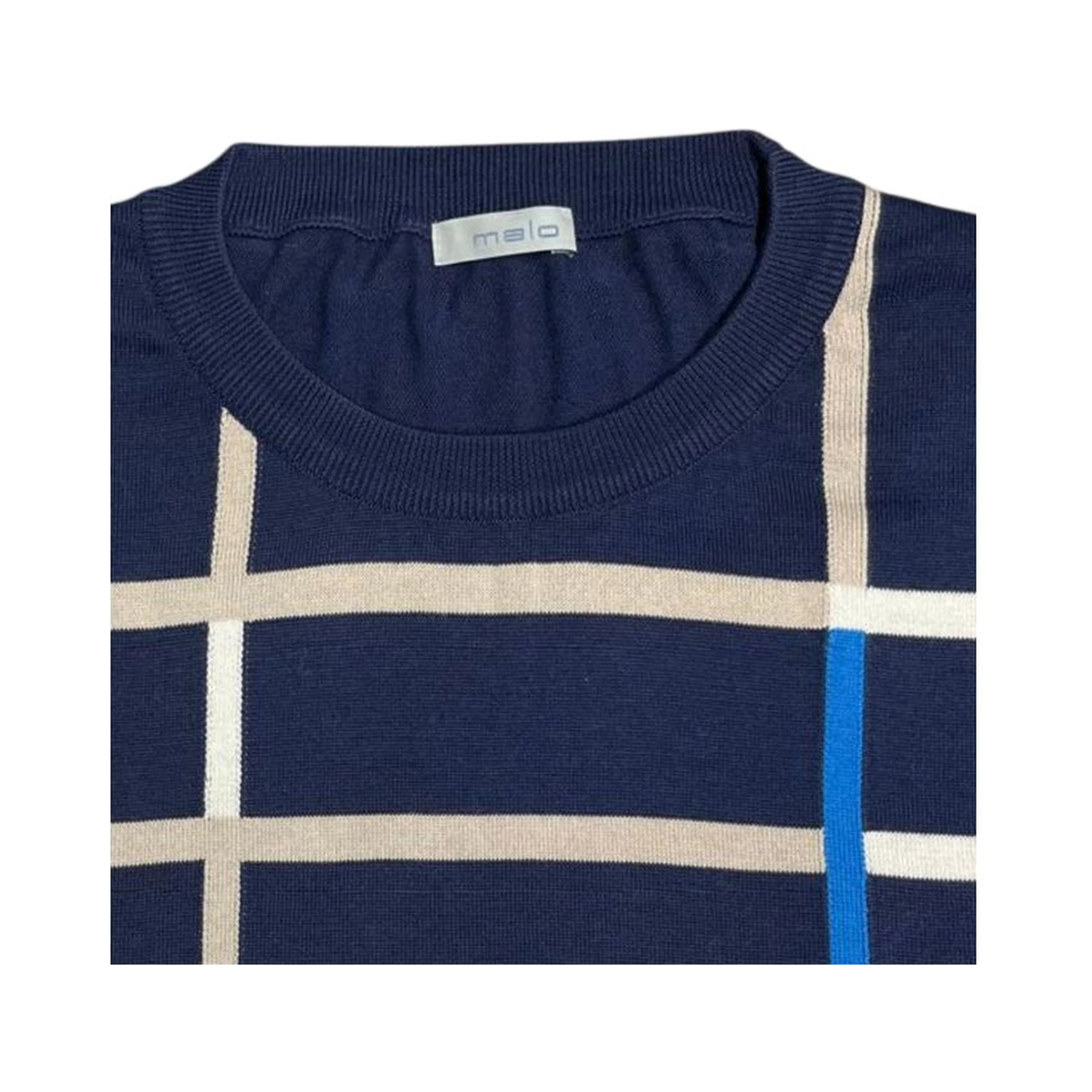 Blue Cotton Men Sweater