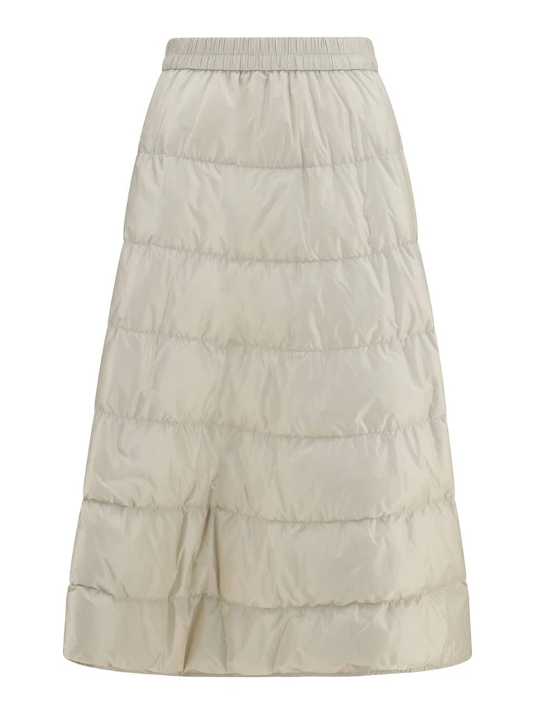 Beige Nylon Midi Skirt