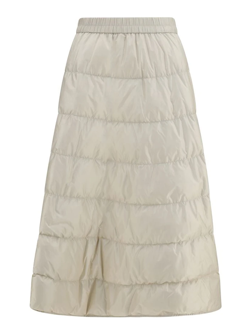 Beige Nylon Midi Skirt