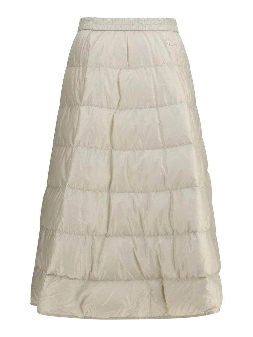 Beige Nylon Midi Skirt