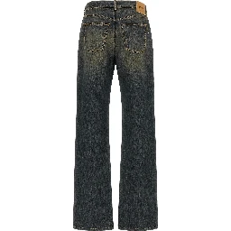 Blue Cotton Straight-Leg Jeans