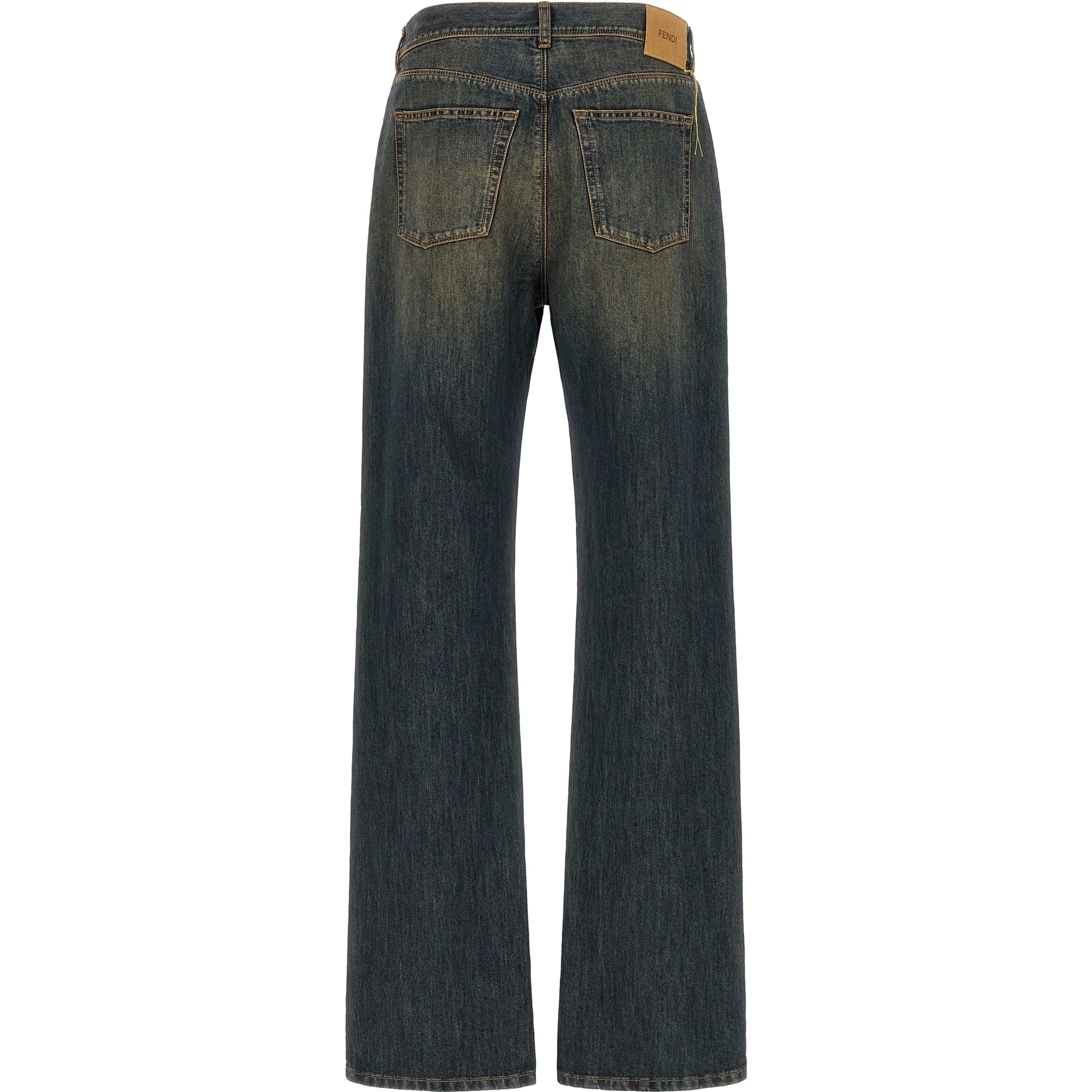 Blue Cotton Straight-Leg Jeans