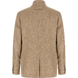 Beige Cashmere Full-Length Jacket