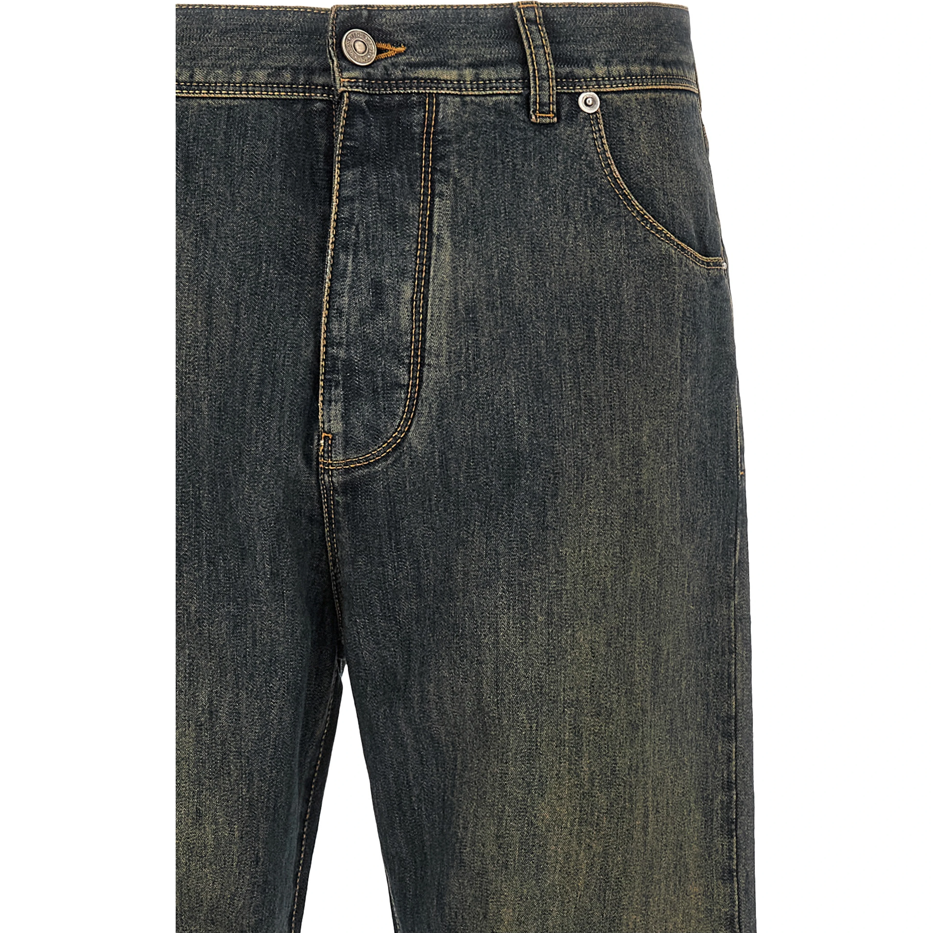 Blue Cotton Straight-Leg Jeans