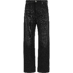 Black Cotton Straight-Leg Jeans