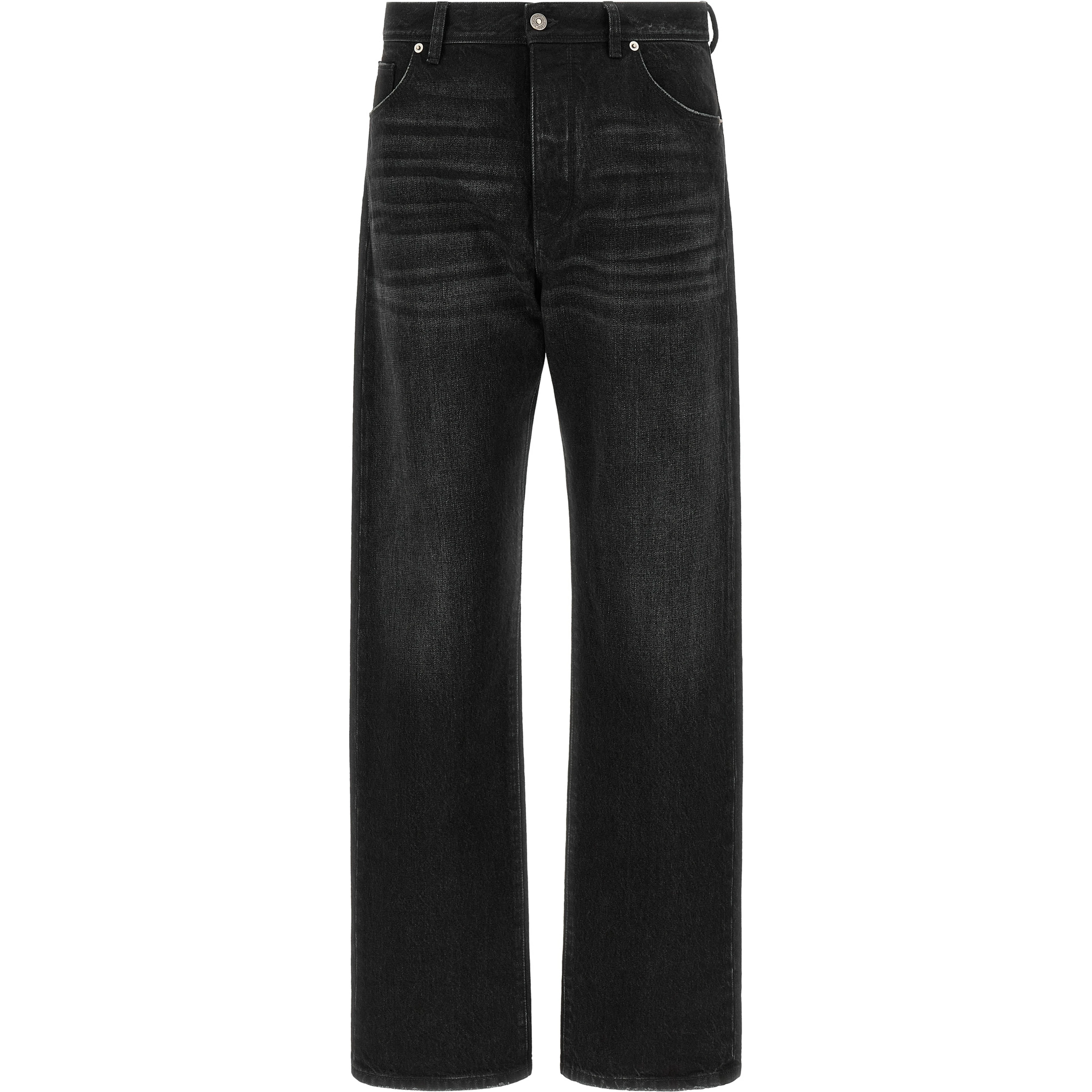 Black Cotton Straight-Leg Jeans