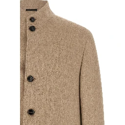 Beige Cashmere Full-Length Jacket