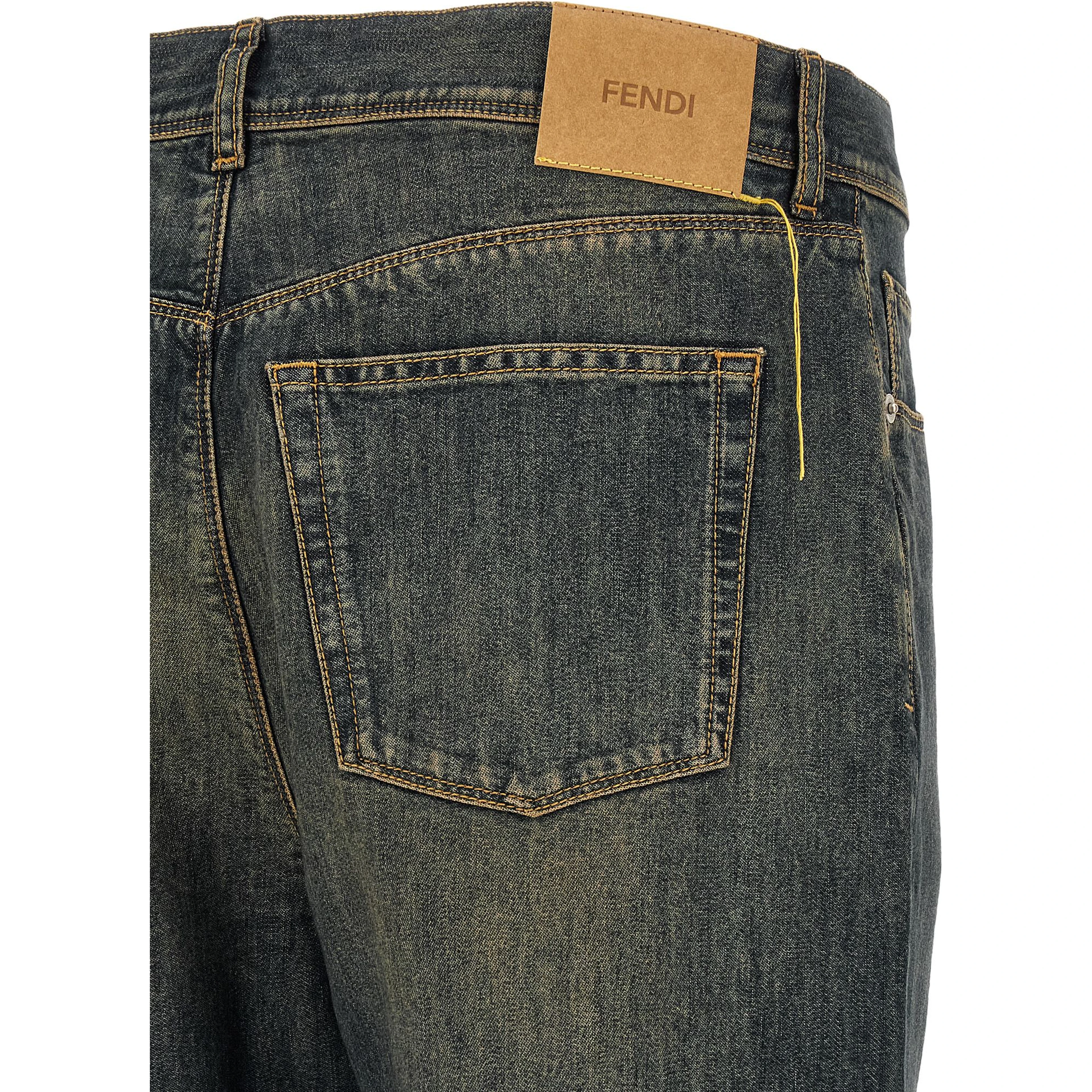 Blue Cotton Straight-Leg Jeans