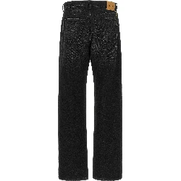 Black Cotton Straight-Leg Jeans