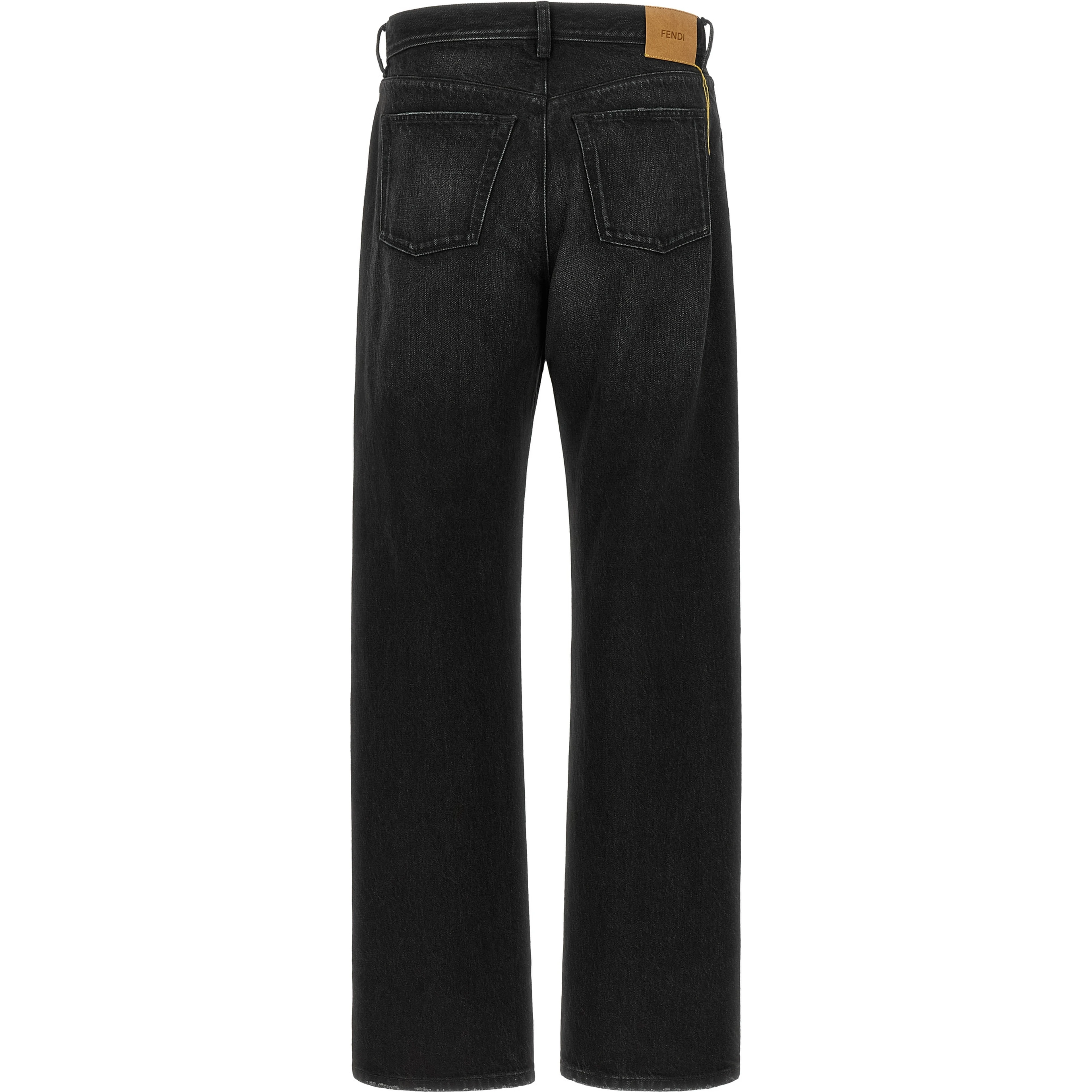 Black Cotton Straight-Leg Jeans