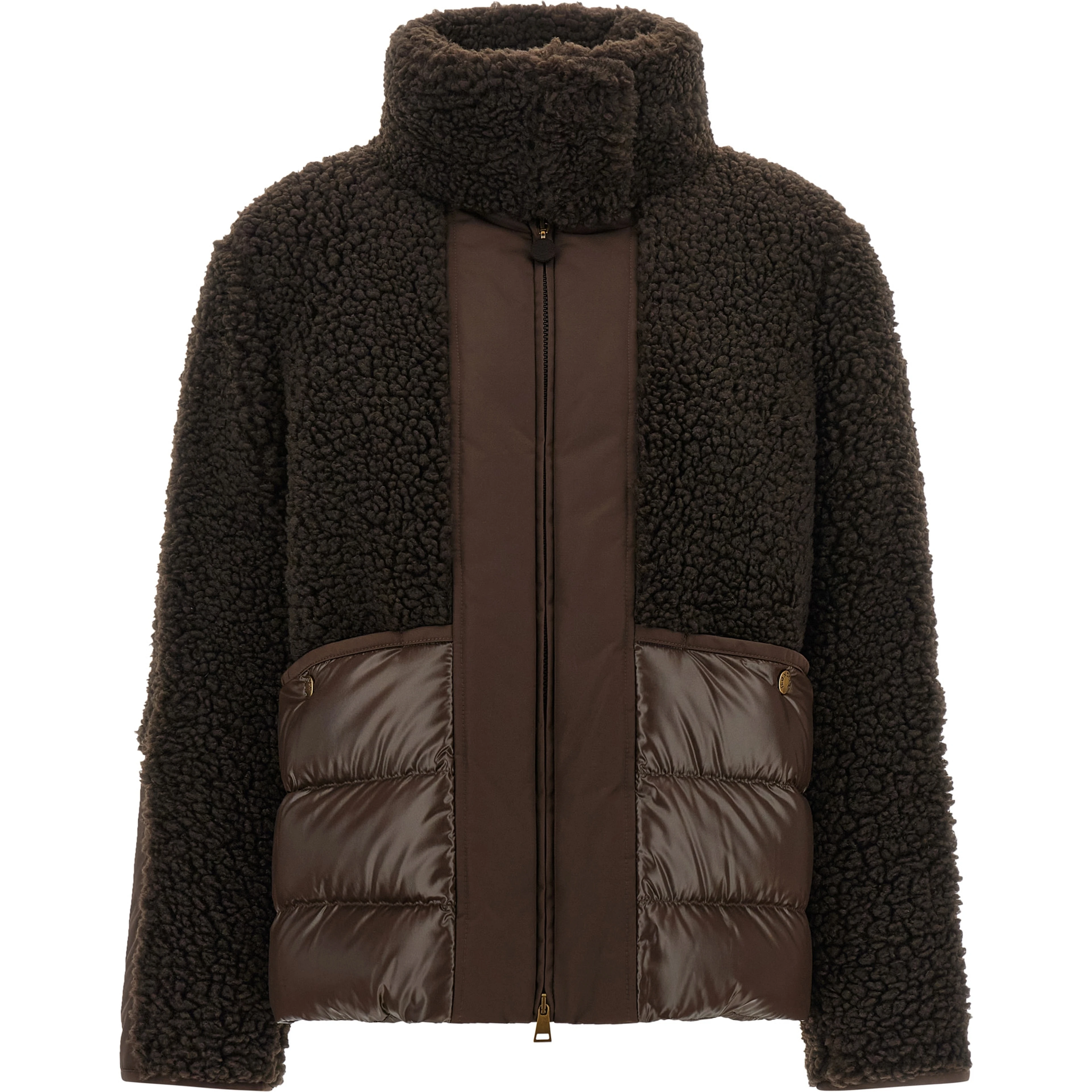 Brown Polyester Full-Length Jacket