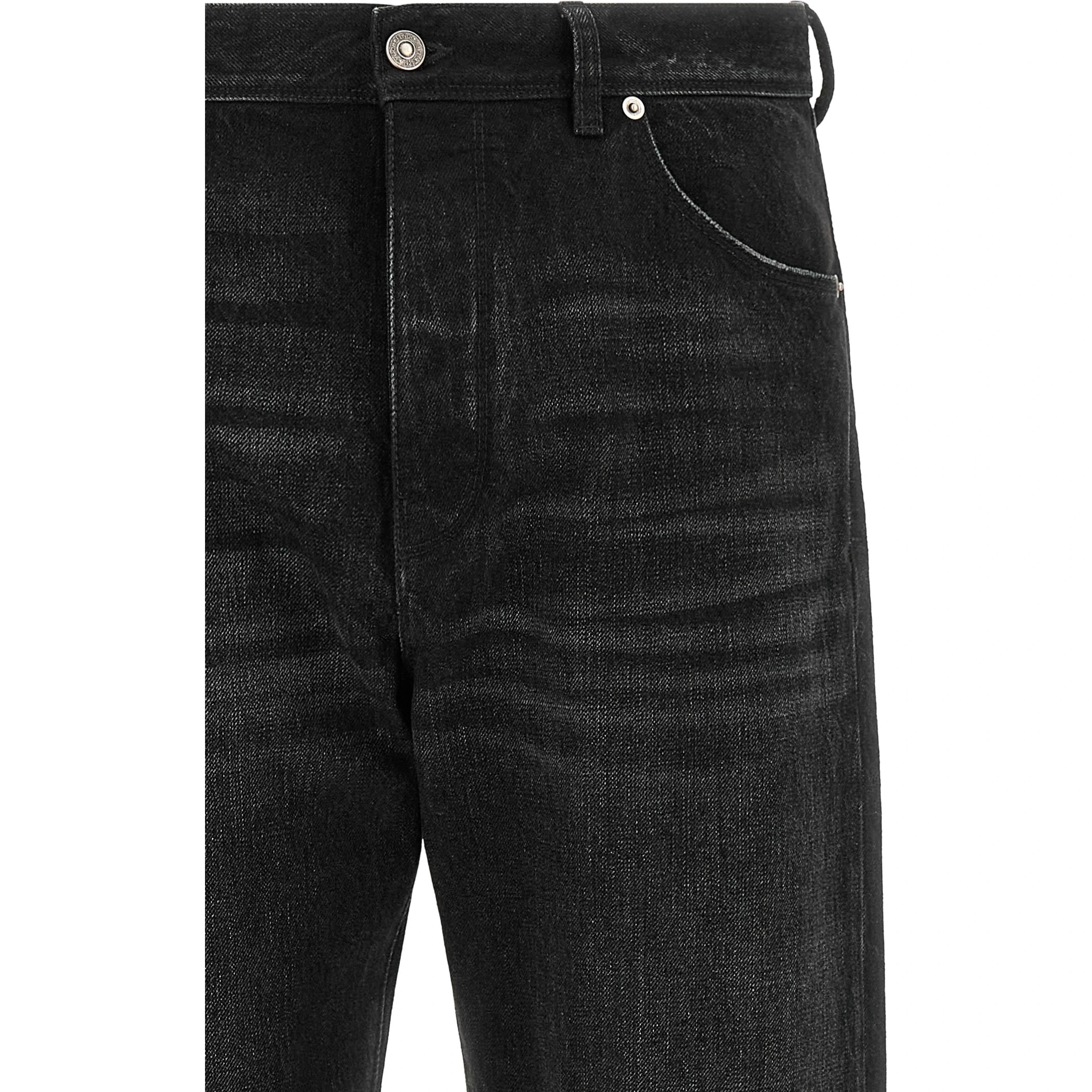Black Cotton Straight-Leg Jeans