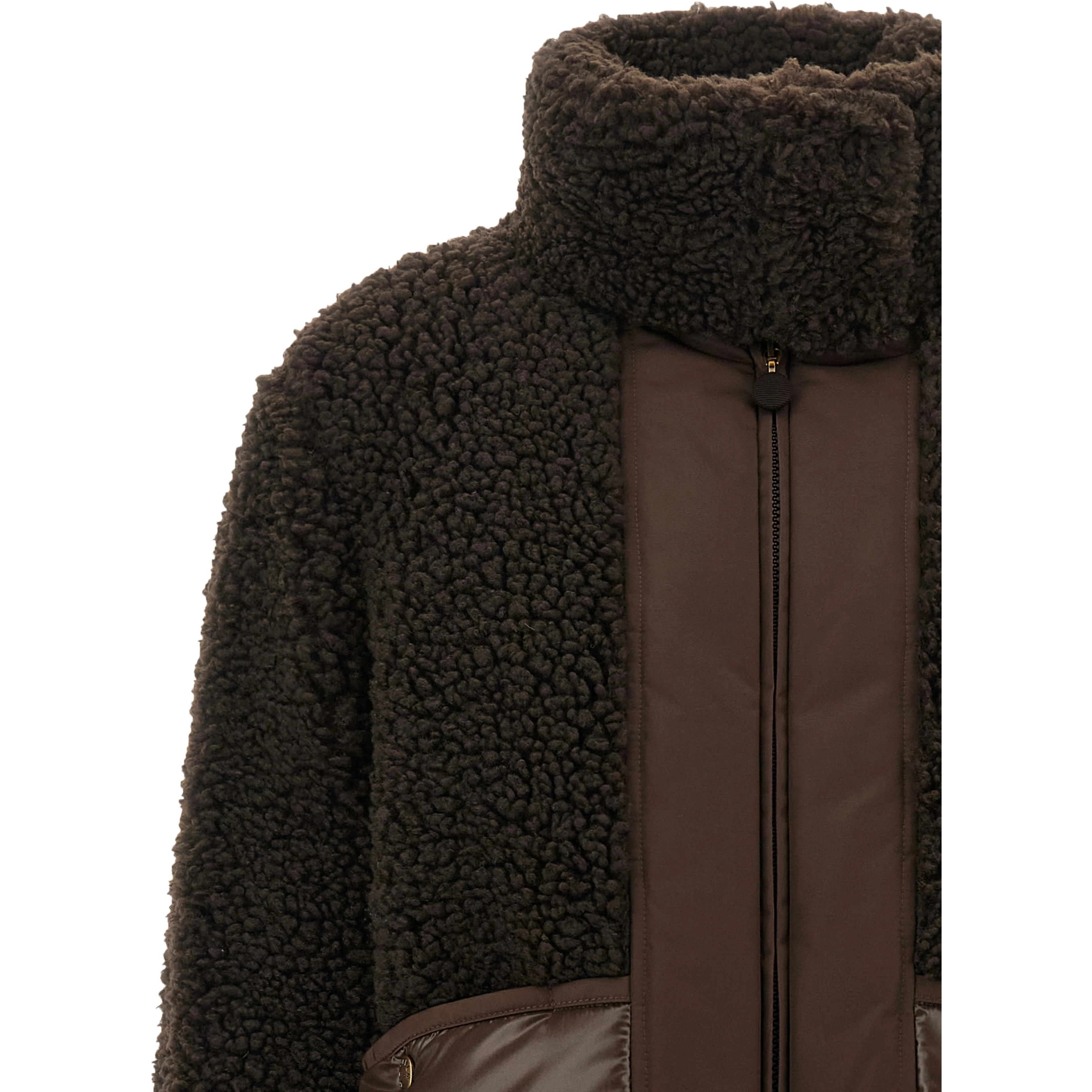Brown Polyester Full-Length Jacket