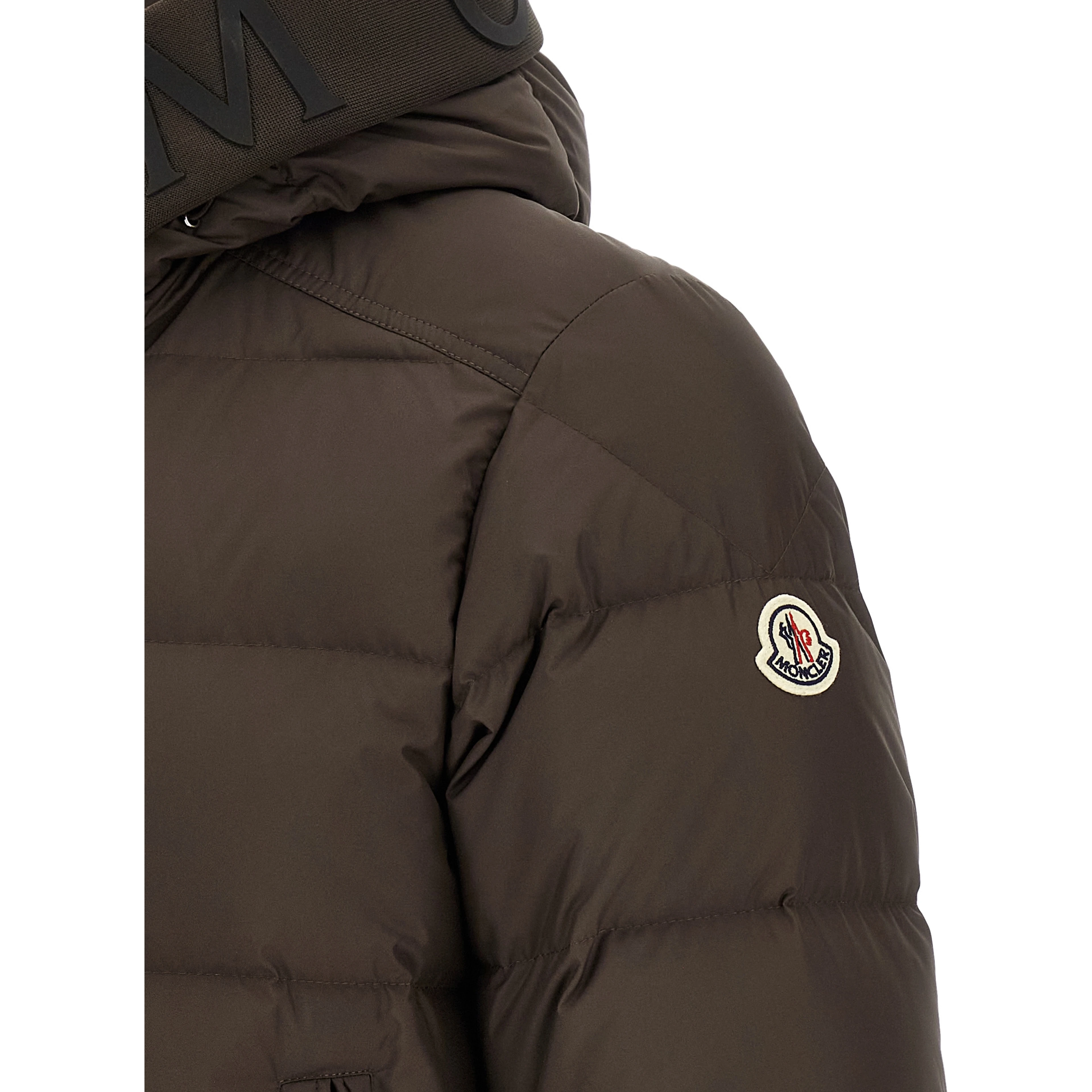 Brown Polyester Full-Length Jacket