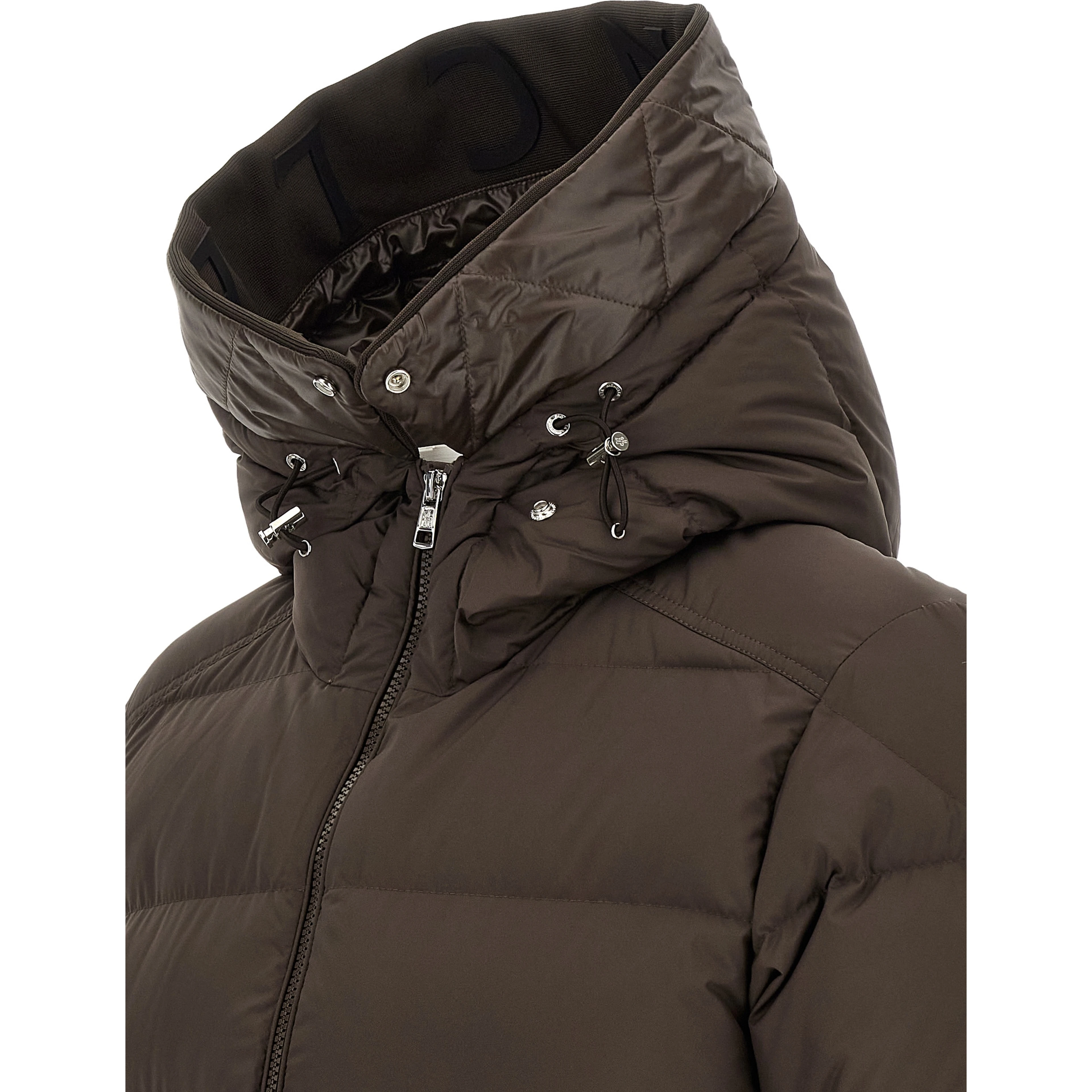 Brown Polyester Full-Length Jacket