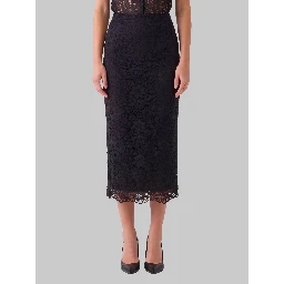 Black lace midi skirt