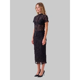Black lace midi skirt
