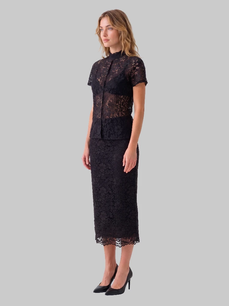 Black lace midi skirt alternative