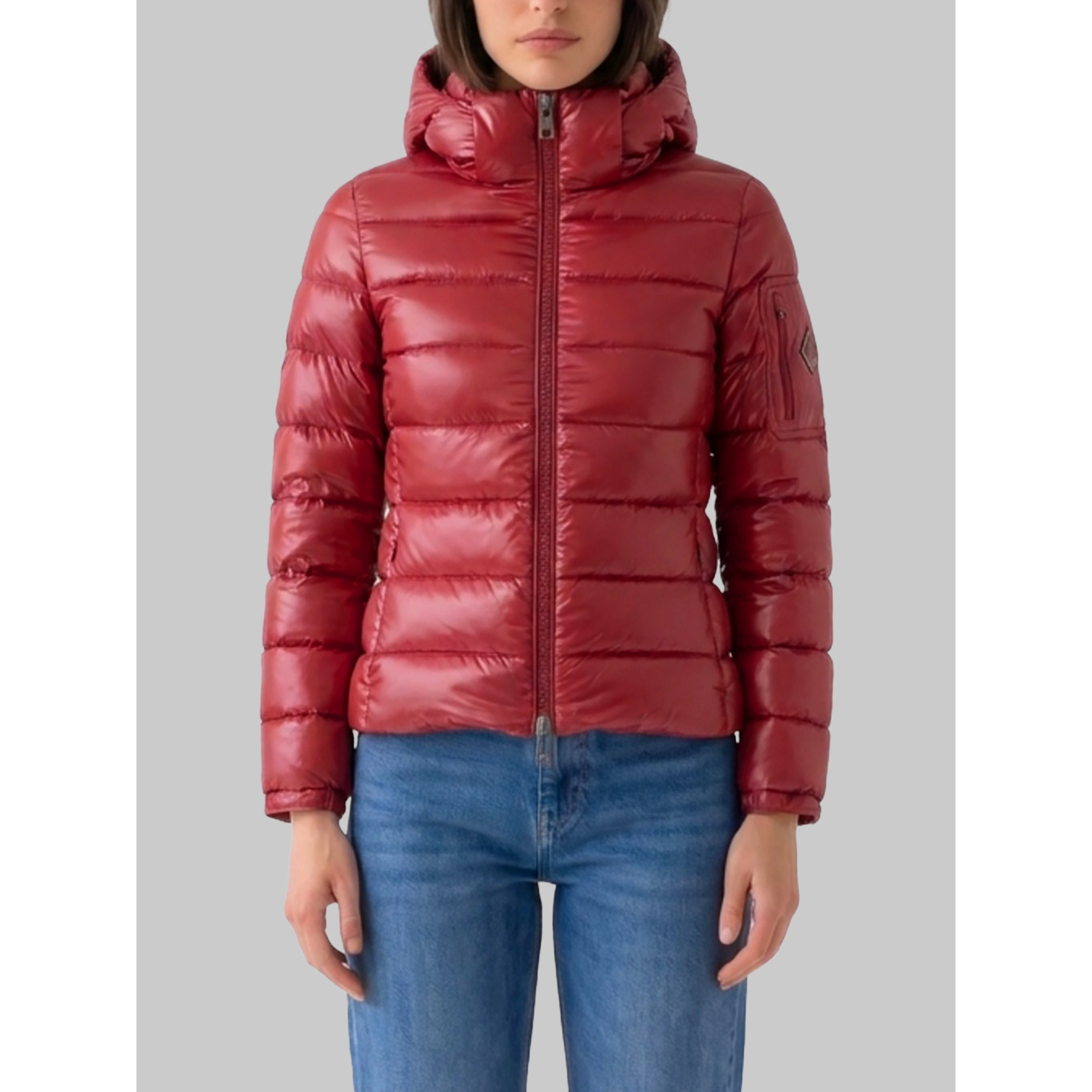 Burgundy short down jacket