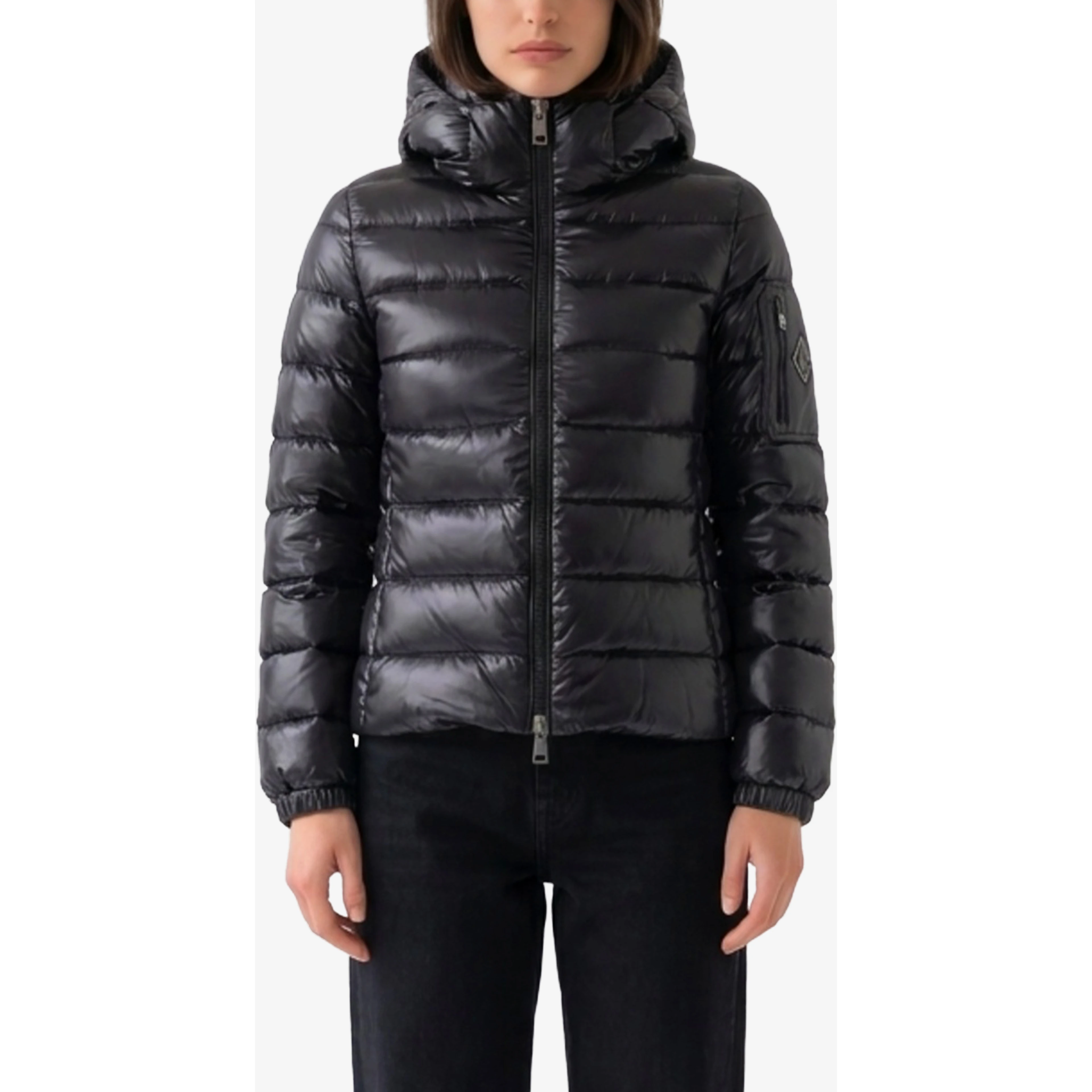 Black short down jacket
