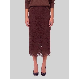 Brown lace midi skirt