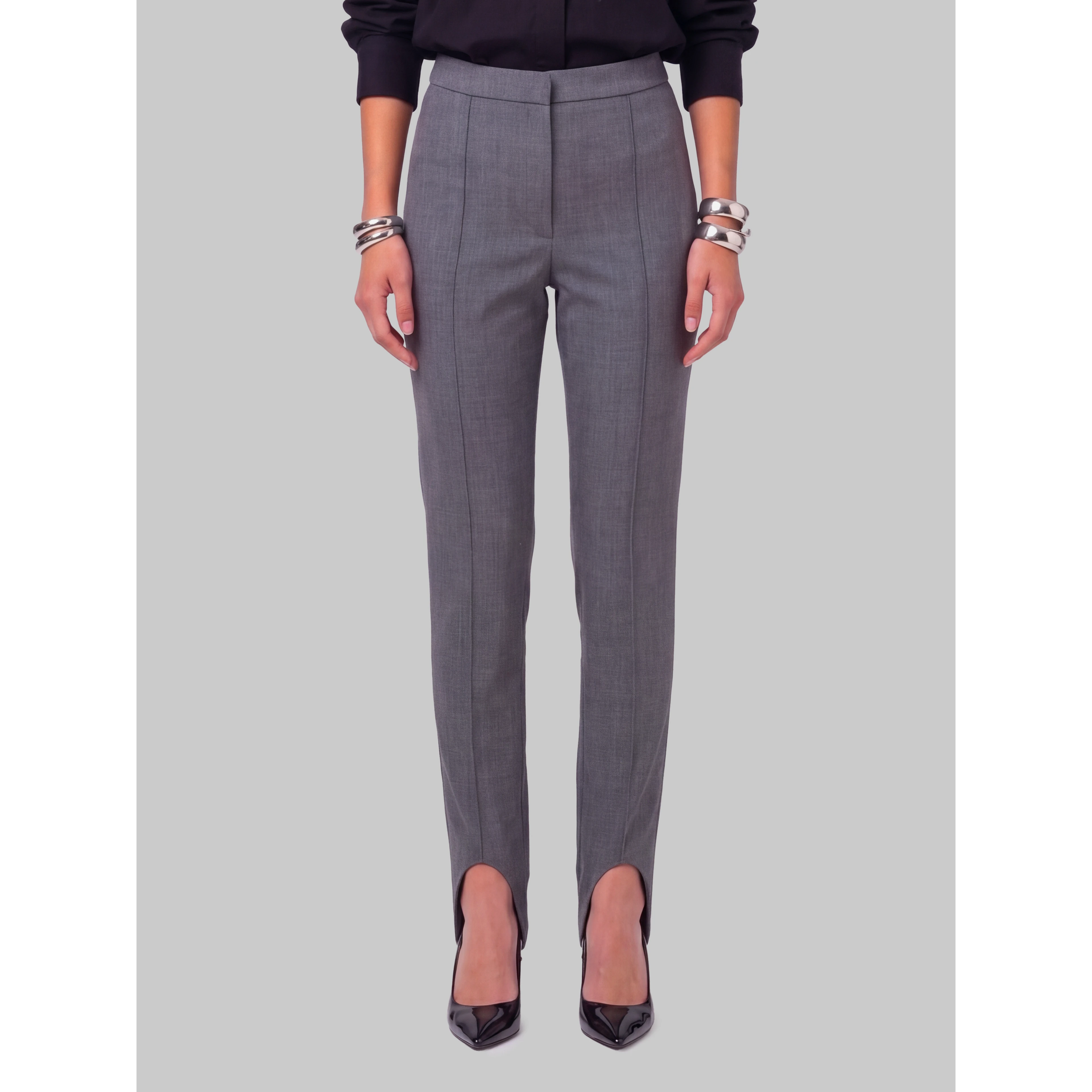 Svea grey melange stirrup pants