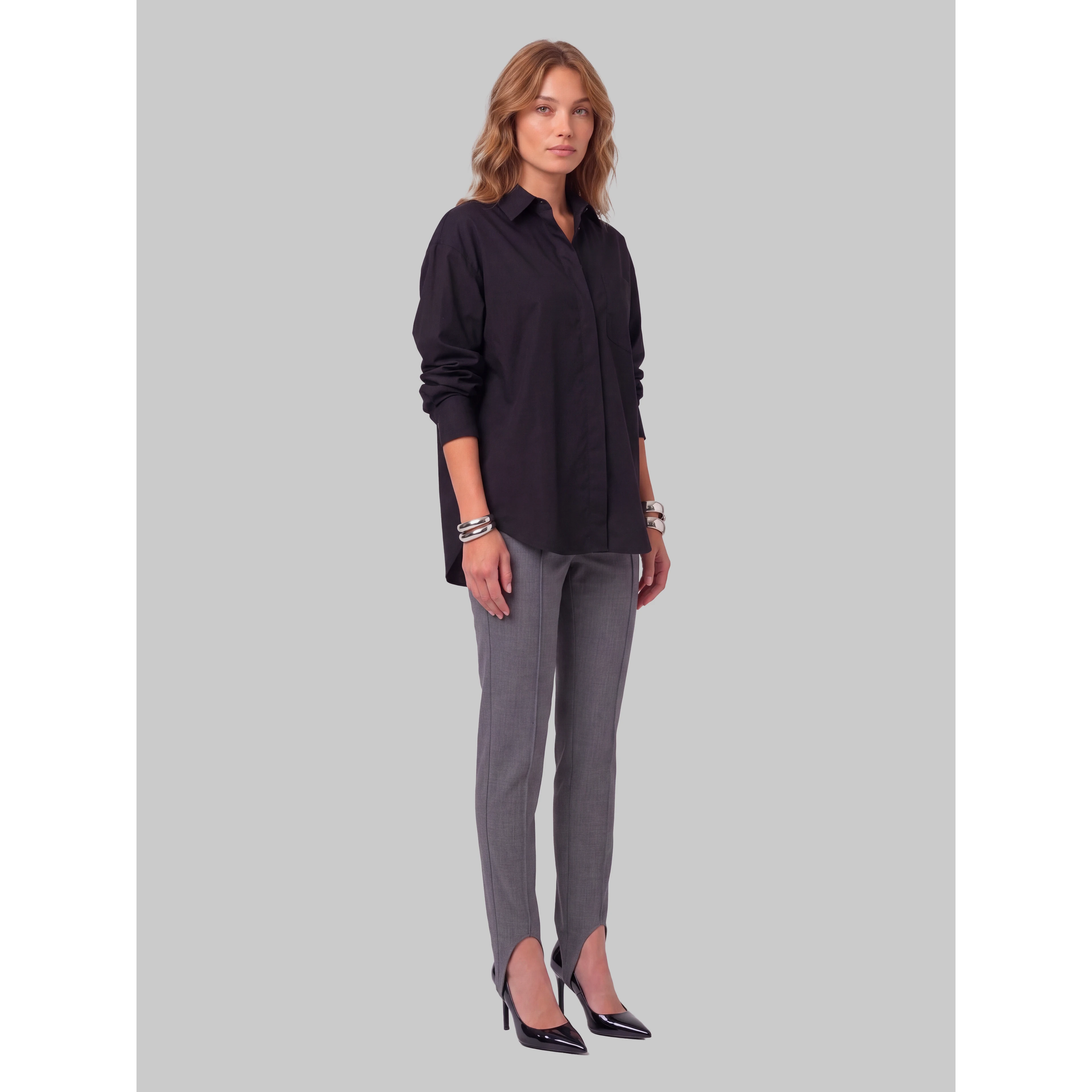 Svea grey melange stirrup pants