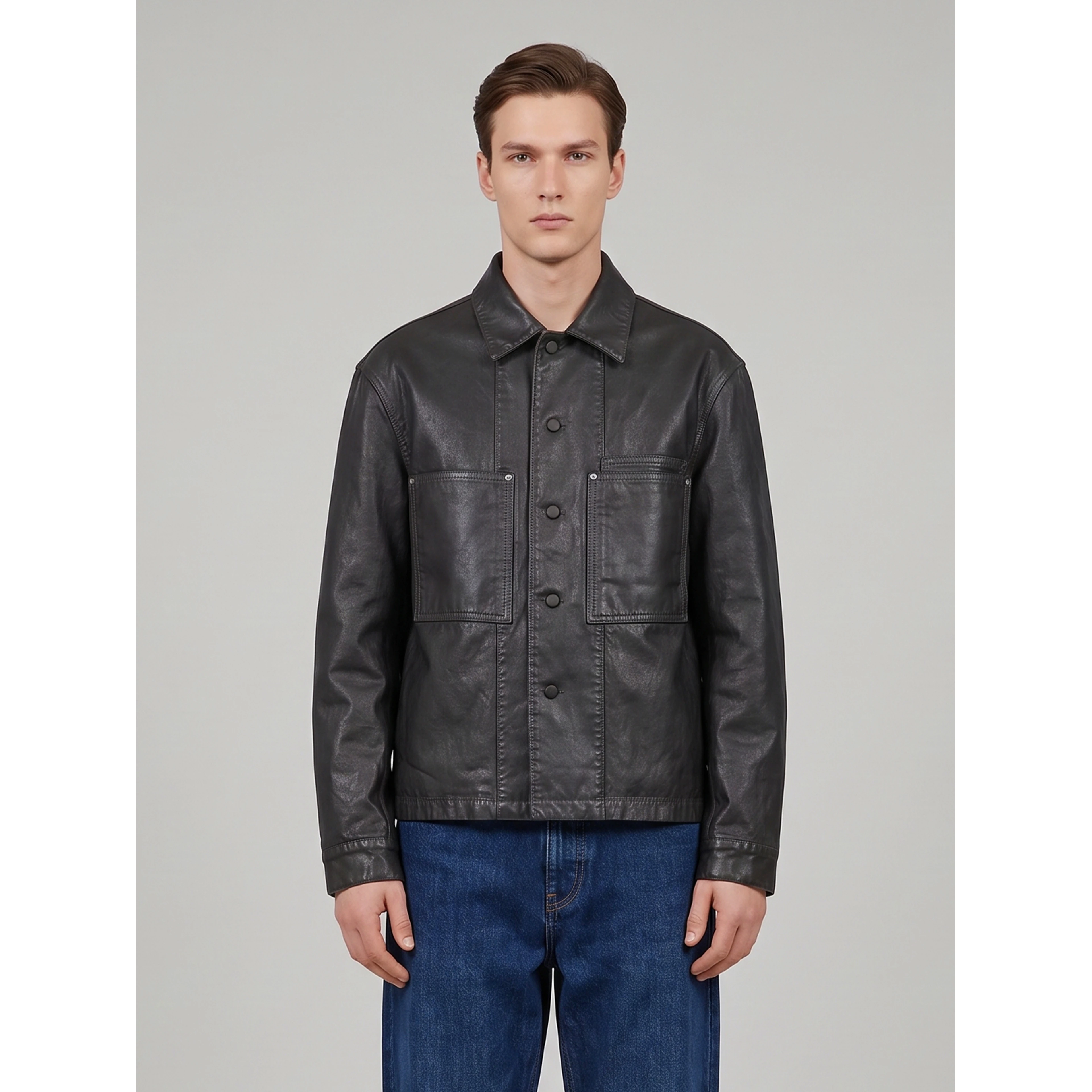 Coated denim work shirt