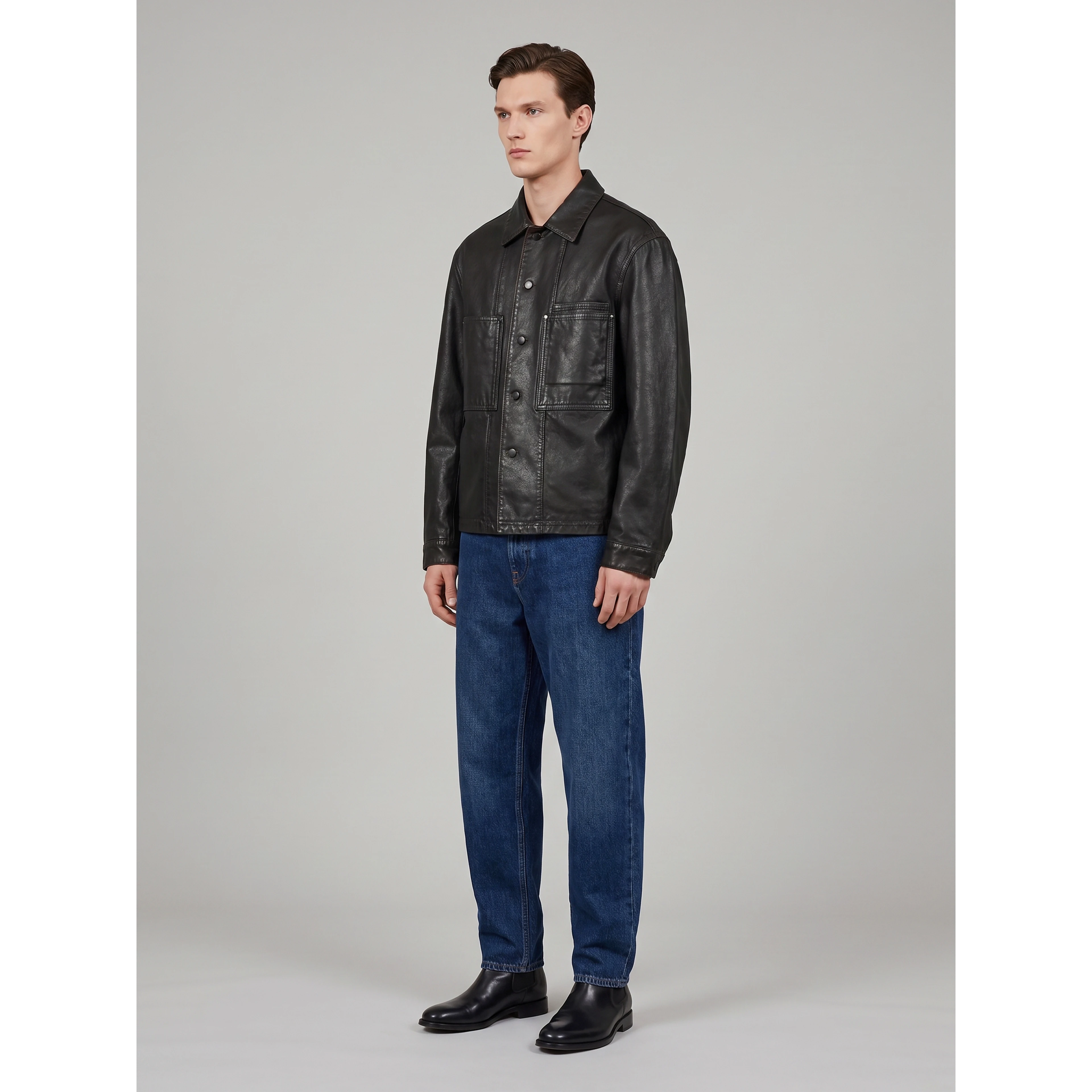 Coated denim work shirt