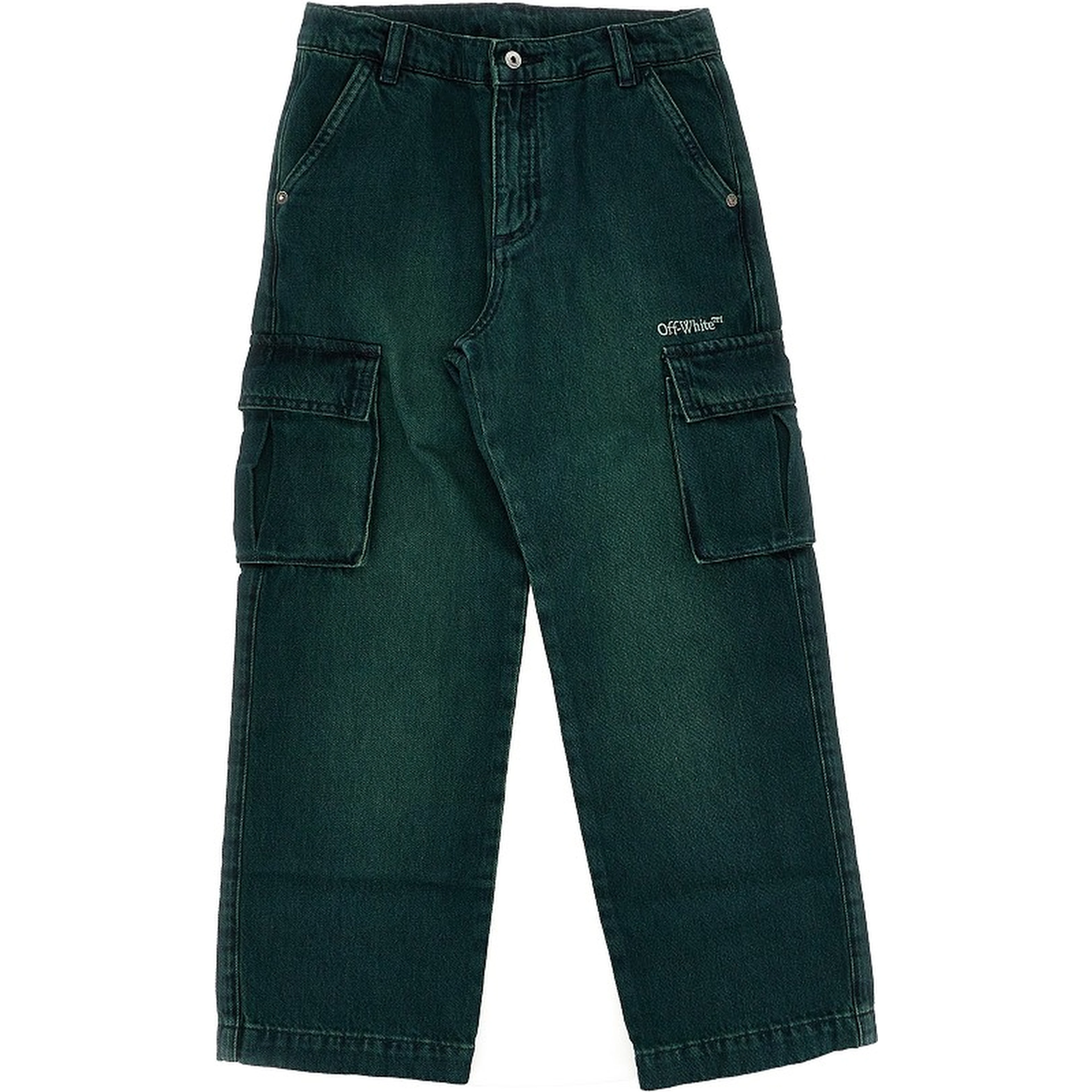 'Diag Stitch' denim cargo pants