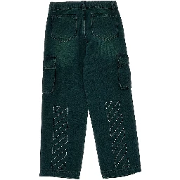 'Diag Stitch' denim cargo pants