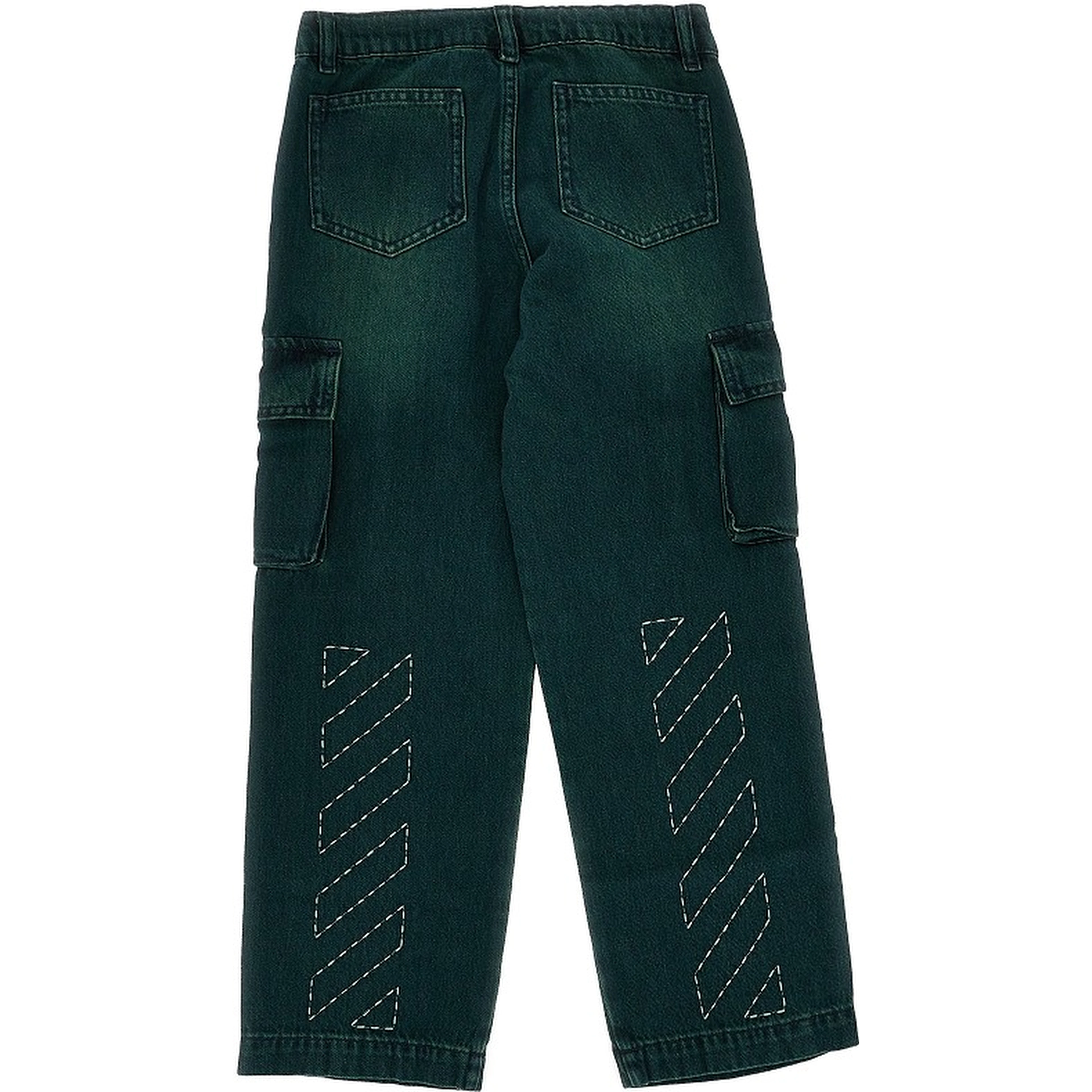'Diag Stitch' denim cargo pants