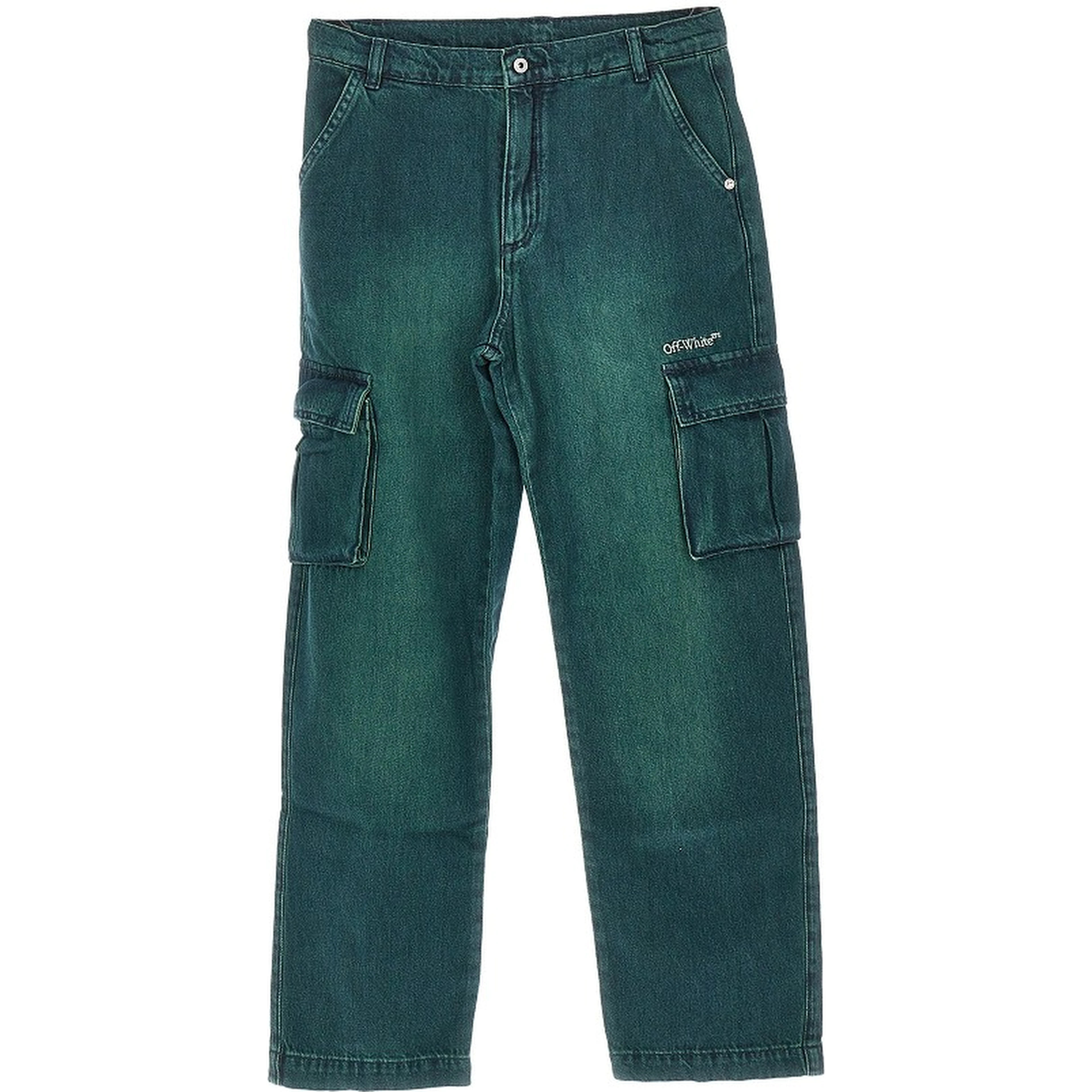 'Diag Stitch' denim cargo pants