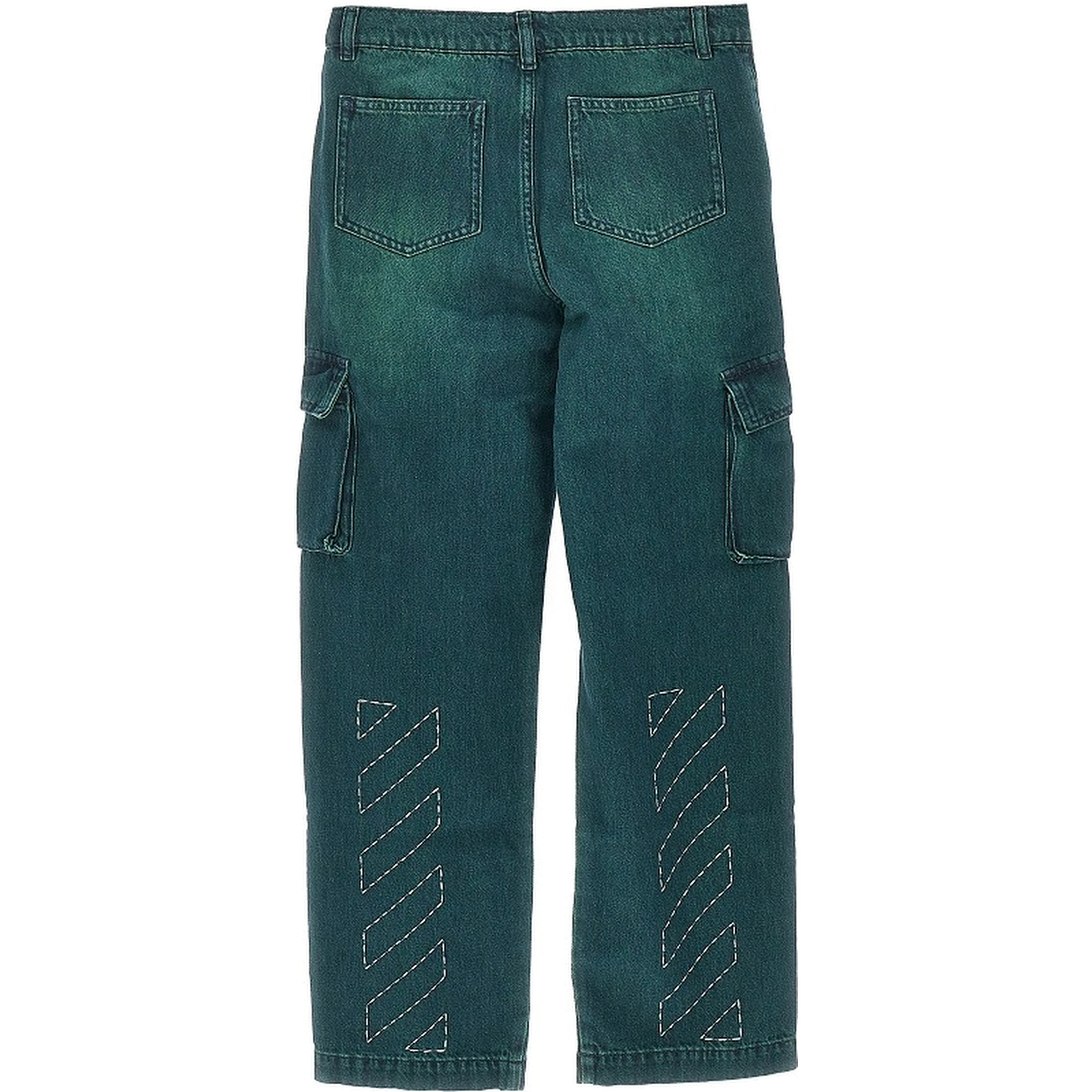 'Diag Stitch' denim cargo pants