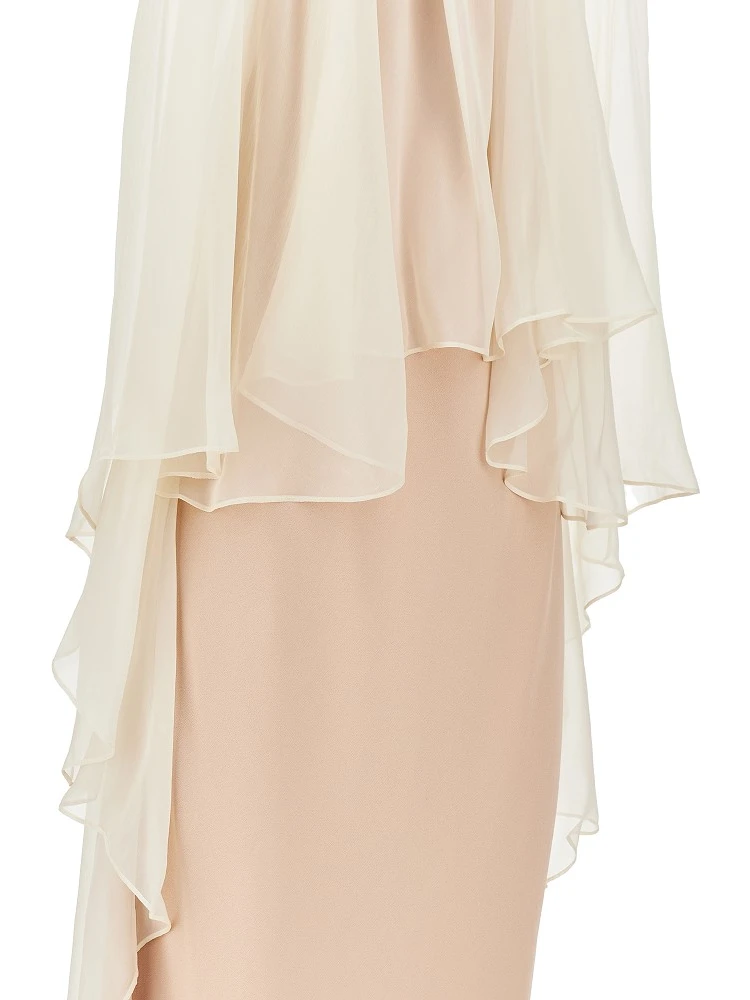 Enver Satin long dress with chiffon cape alternative