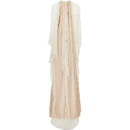 Enver Satin long dress with chiffon cape