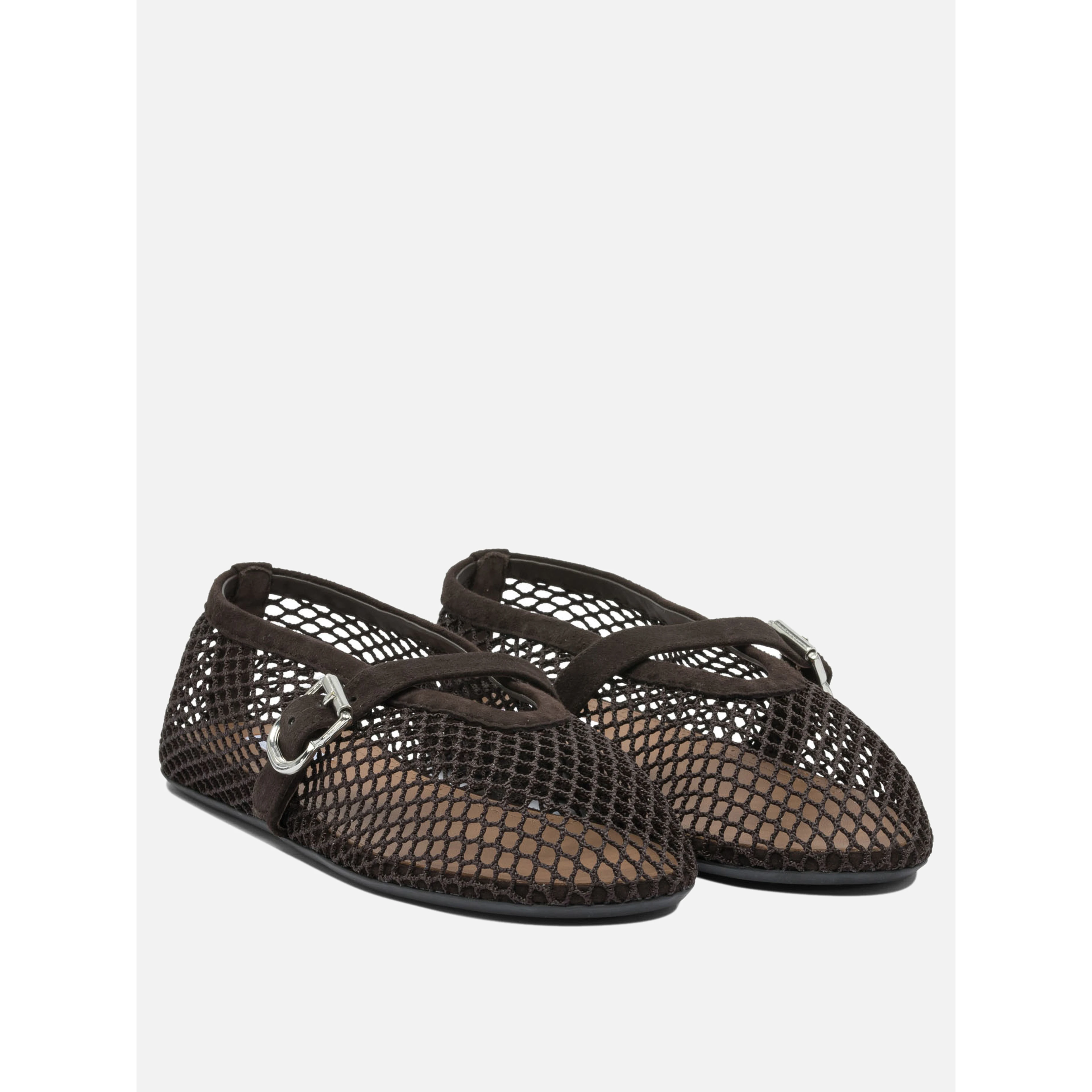 Mary Jane mesh and suede ballet flats