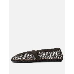 Mary Jane mesh and suede ballet flats