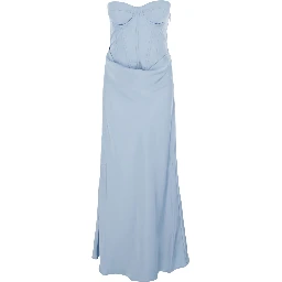 Dress Satin Corset Maxi Dress Blue in Polyester for Women